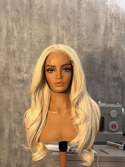 28” Layered Icy Blonde Wig | 5x5 HD Lace | Raw Indian Hair