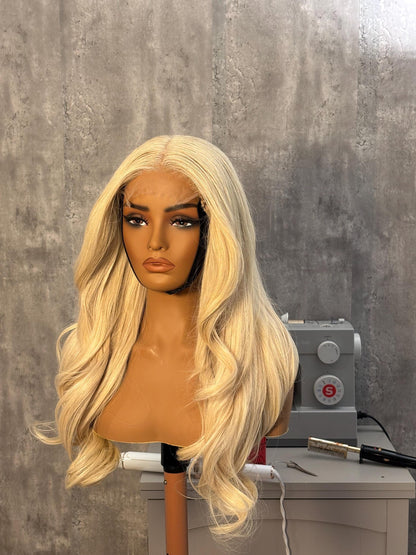 28” Layered Icy Blonde Wig | 5x5 HD Lace | Raw Indian Hair