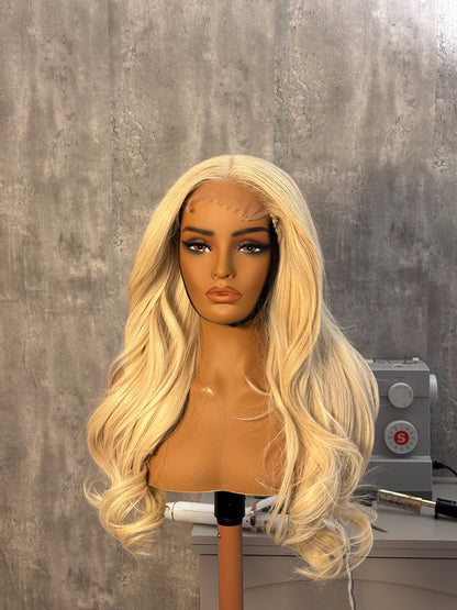 28” Layered Icy Blonde Wig | 5x5 HD Lace | Raw Indian Hair