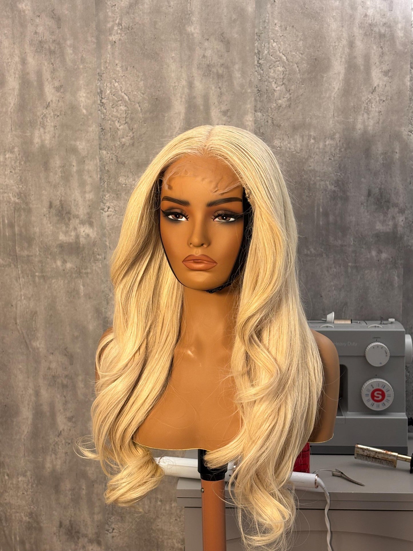 28” Layered Icy Blonde Wig | 5x5 HD Lace | Raw Indian Hair