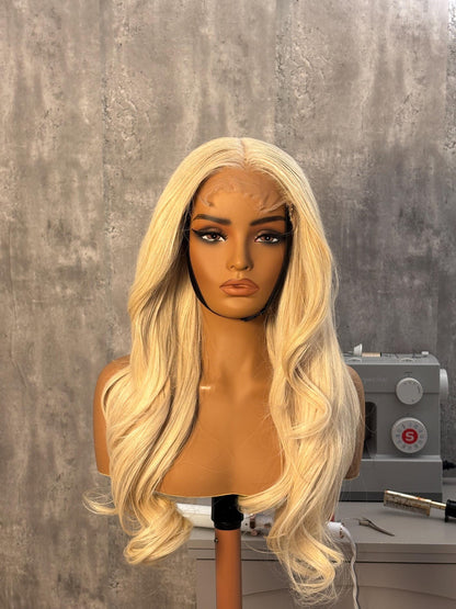 28” Layered Icy Blonde Wig | 5x5 HD Lace | Raw Indian Hair
